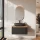 Ensemble de meubles de salle de bains ARISA noir – Avec miroir LED « Glora » et lavabo à poser en céramique noir de 60 cm