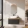 Ensemble de meubles de salle de bains ARISA noir – Avec miroir LED « Glora » et lavabo à poser en céramique blanche de 60 cm