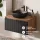 ARISA Bathroom Furniture Set, Black Ribbed – With "Glora" LED Mirror and Black Ceramic Countertop Sink (42 cm)