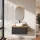 ARISA Bathroom Furniture Set, Black Ribbed – With "Glora" LED Mirror and White Ceramic Countertop Sink (42 cm)
