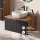 ARISA Bathroom Furniture Set, Black Ribbed – With "Glora" LED Mirror and White Ceramic Countertop Sink (42 cm)
