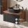 ARISA Bathroom Furniture Set, Black Ribbed – With "Glora" LED Mirror and Black Ceramic Countertop Sink (55 cm)