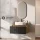 ARISA Bathroom Furniture Set, Black Ribbed – With "Glora" LED Mirror and White Ceramic Countertop Sink (55 cm)