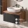 ARISA Bathroom Furniture Set, Black Ribbed – With "Glora" LED Mirror and White Ceramic Countertop Sink (60 cm)