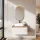 Ensemble de meubles de salle de bains ARISA en blanc – Avec miroir LED « Glora » et lavabo à poser en céramique blanche de 55 cm