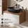 Ensemble de meubles de salle de bains ARISA en blanc – Avec miroir LED « Glora » et vasque à poser en céramique noire de 60 cm