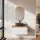 ARISA Bathroom Furniture Set in White Ribbed – With "Glora" LED Mirror and White Ceramic Countertop Sink (60 cm)