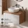 ARISA Bathroom Furniture Set in White Ribbed – With "Glora" LED Mirror and White Ceramic Countertop Sink (42 cm)
