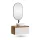 ARISA Bathroom Furniture Set in White Ribbed – With "Glora" LED Mirror and White Ceramic Countertop Sink (42 cm)