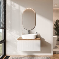 ARISA Badmöbel Set in Weiß Geriffelt –...