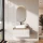 ARISA Bathroom Furniture Set in White Ribbed – With "Glora" LED Mirror and White Ceramic Countertop Sink (55 cm)