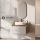 ARISA Bathroom Furniture Set in White Ribbed – With "Glora" LED Mirror and White Ceramic Countertop Sink (55 cm)