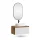 ARISA Bathroom Furniture Set in White Ribbed – With "Glora" LED Mirror and White Ceramic Countertop Sink (55 cm)