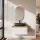 ARISA Bathroom Furniture Set in White Ribbed – With "Glora" LED Mirror and Black Ceramic Countertop Sink (60 cm)