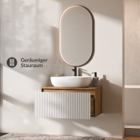 ARISA Badmöbel Set in Weiß Geriffelt –...