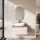 ARISA Bathroom Furniture Set in White Ribbed – With "Glora" LED Mirror and White Ceramic Countertop Sink (60 cm)