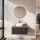 Ensemble de meubles de salle de bains ARISA noir – Avec miroir Nova à LED et vasque à poser en céramique blanche de 42 cm