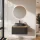 Ensemble de meubles de salle de bains ARISA noir – Avec miroir Nova à LED et vasque à poser en céramique noire de 55 cm