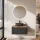 ARISA Bathroom Furniture Set, Black Ribbed – With Nova LED Mirror and Black Ceramic Countertop Sink (42 cm)