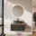 ARISA Bathroom Furniture Set, Black Ribbed – With Nova LED Mirror and Black Ceramic Countertop Sink (55 cm)