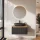 ARISA Bathroom Furniture Set, Black Ribbed – With Nova LED Mirror and Black Ceramic Countertop Sink (60 cm)