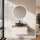 ARISA Bathroom Furniture Set, White Ribbed – With Nova LED Mirror and Black Ceramic Countertop Sink (42 cm)