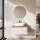 Ensemble de meubles de salle de bains ARISA blanc strié – Avec miroir Nova à LED et vasque à poser en céramique blanche de 60 cm
