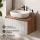 Ensemble de meubles de salle de bains ARISA blanc strié – Avec miroir Nova à LED et vasque à poser en céramique blanche de 60 cm