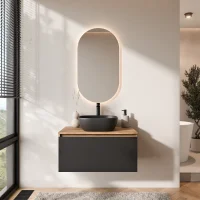 ARISA Bathroom Furniture Set in Black - With LED Mirror...