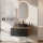 Ensemble de meubles de salle de bains ARISA en noir - Avec miroir à LED et lavabo à poser en céramique noir de 55 cm