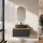 Ensemble de meubles de salle de bains ARISA en noir - Avec miroir à LED et vasque à poser en céramique noire de 60 cm