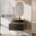 Ensemble de meubles de salle de bains ARISA en noir - Avec miroir à LED et vasque à poser en céramique noire de 60 cm