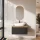 Ensemble de meubles de salle de bains ARISA en noir - Avec miroir à LED et lavabo à poser en céramique blanche de 60 cm