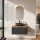 ARISA Bathroom Furniture Set in Black Ribbed - With LED Mirror and Black Ceramic Countertop Sink (42 cm)