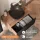 ARISA Bathroom Furniture Set in Black Ribbed - With LED Mirror and Black Ceramic Countertop Sink (42 cm)