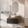 ARISA Bathroom Furniture Set in Black Ribbed - With LED Mirror and White Ceramic Countertop Sink (42 cm)