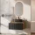 Ensemble de meubles de salle de bains ARISA noir strié - Avec miroir à LED et lavabo à poser en céramique noir de 55 cm