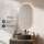 Ensemble de meubles de salle de bains ARISA noir strié - Avec miroir à LED et lavabo à poser en céramique noir de 55 cm
