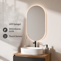 ARISA Badmöbel Set in Schwarz Geriffelt - Mit LED...