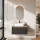 ARISA Bathroom Furniture Set in Black Ribbed - With LED Mirror and White Ceramic Countertop Sink (55 cm)