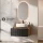 ARISA Bathroom Furniture Set in Black Ribbed - With LED Mirror and White Ceramic Countertop Sink (55 cm)
