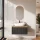 ARISA Bathroom Furniture Set in Black Ribbed - With LED Mirror and White Ceramic Countertop Sink (60 cm)