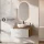 Ensemble de meubles de salle de bains ARISA en blanc - Avec miroir à LED et lavabo à poser en céramique blanche de 42 cm