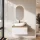 Ensemble de meubles de salle de bains ARISA en blanc - Avec miroir à LED et vasque à poser en céramique blanche de 60 cm