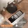 ARISA Bathroom Furniture Set in White Ribbed - With LED Mirror and Black Ceramic Countertop Sink (42 cm)