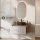 ARISA Bathroom Furniture Set in White Ribbed - With LED Mirror and Black Ceramic Countertop Sink (55 cm)