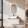 ARISA Bathroom Furniture Set in White Ribbed - With LED Mirror and White Ceramic Countertop Sink (55 cm)