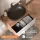 ARISA Bathroom Furniture Set in White Ribbed - With LED Mirror and Black Ceramic Countertop Sink (60 cm)