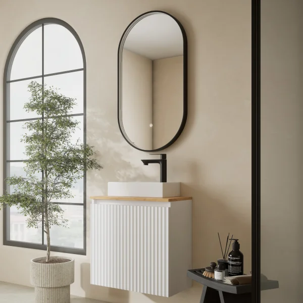 Badmöbel Set Waschtisch 55 cm mit GLORA LED Spiegel