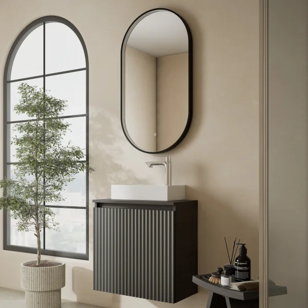 Badmöbel Set Waschtisch 55 cm mit GLORA LED Spiegel